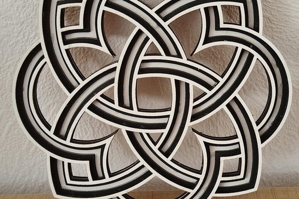 Σετ των 3 Intra απο ξύλο plywood 3mm-4mm πάχος Στολίδι Celtic 4 Circles Δίασταση 8x8 cm INTRAFABR-113574776