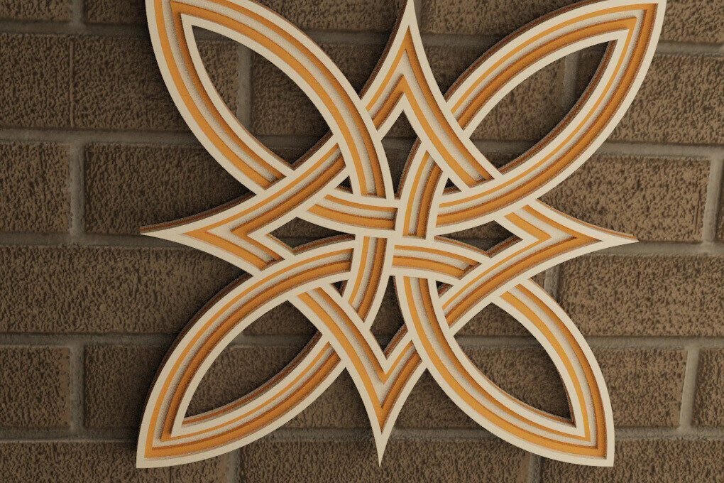 Σετ των 3 Intra απο ξύλο plywood 3mm-4mm πάχος Κέλτικο στολίδι με 4 φύλλα Δίασταση 8x8 cm INTRAFABR-114056094