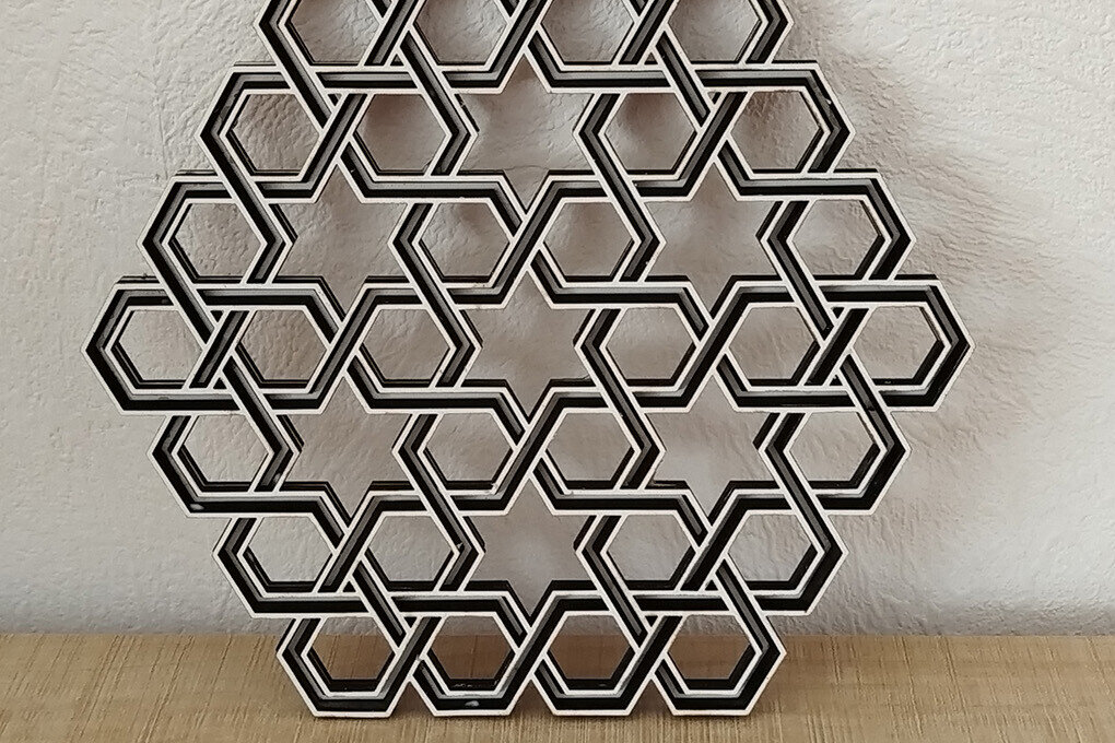 Σετ των 3 Intra απο ξύλο plywood 3mm-4mm πάχος Στολίδι Celtic 7 Stars Δίασταση 8x8 cm INTRAFABR-113574916