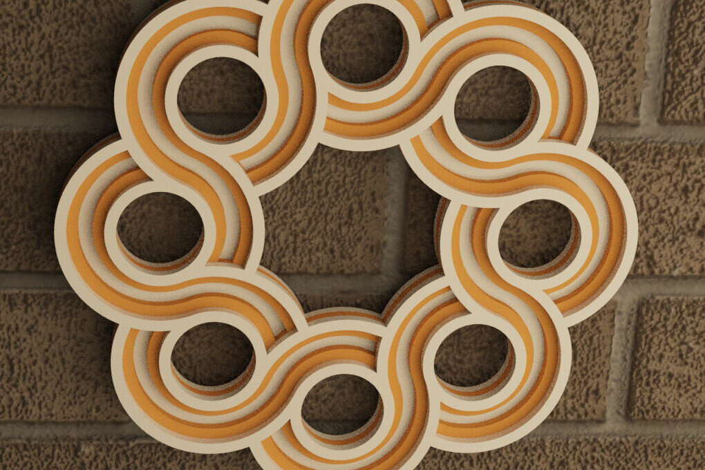 Σετ των 3 Intra απο ξύλο plywood 3mm-4mm πάχος Στολίδι Celtic 8 Circles Δίασταση 8x8 cm INTRAFABR-113836725