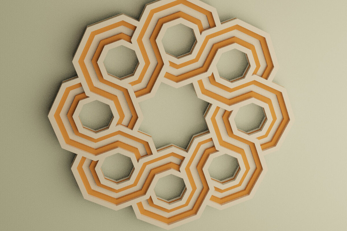 Σετ των 3 Intra απο ξύλο plywood 3mm-4mm πάχος Στολίδι Celtic 8 Octagons Δίασταση 8x8 cm INTRAFABR-113607804