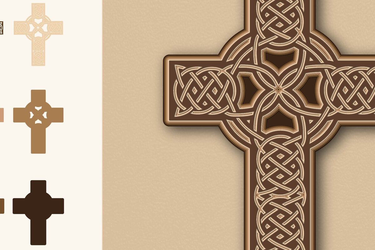 Σετ των 2 Intra απο ξύλο plywood 3mm-4mm πάχος Celtic Cross, Cut File, Multilayer Δίασταση 15x15 cm INTRAFABR-5734072
