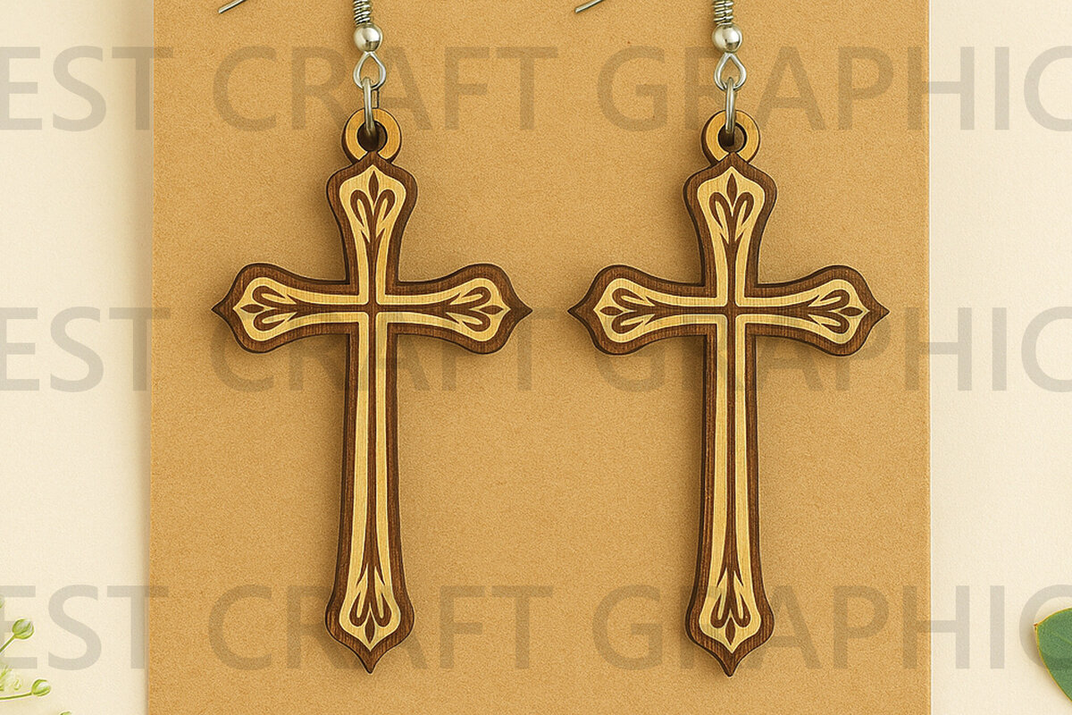 Σετ των 3 Intra απο ξύλο plywood 3mm-4mm πάχος Σκουλαρίκια Κέλτικος Σταυρός Δίασταση 3x3 cm INTRAFABR-124682491