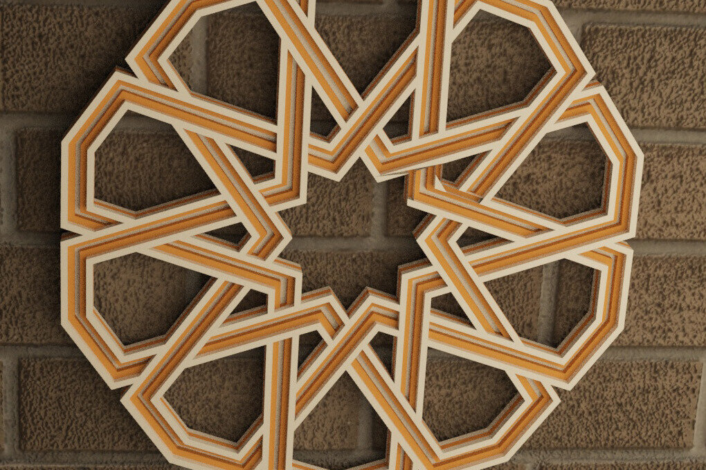 Σετ των 3 Intra απο ξύλο plywood 3mm-4mm πάχος Κελτικό στολίδι δεκάγωνο Δίασταση 8x8 cm INTRAFABR-114422920