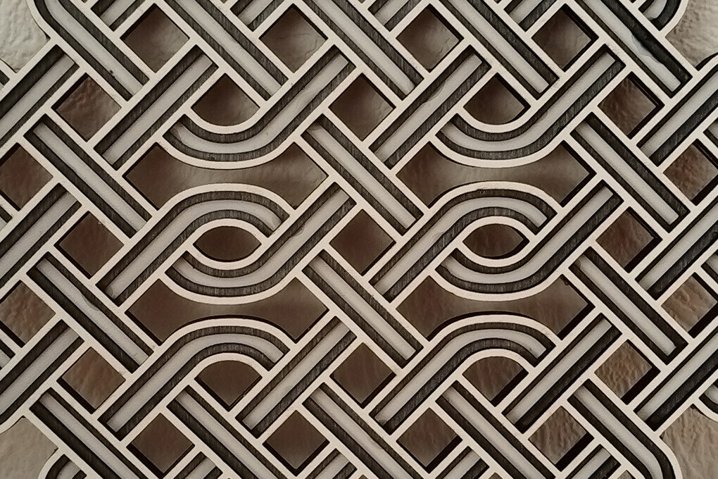 Σετ των 3 Intra απο ξύλο plywood 3mm-4mm πάχος Κελτικό ορθογώνιο στολίδι Δίασταση 8x8 cm INTRAFABR-113432468