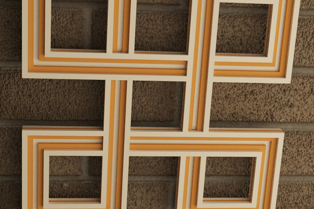 Σετ των 3 Intra απο ξύλο plywood 3mm-4mm πάχος Κελτικό τετράγωνο στολίδι Δίασταση 8x8 cm INTRAFABR-116906482