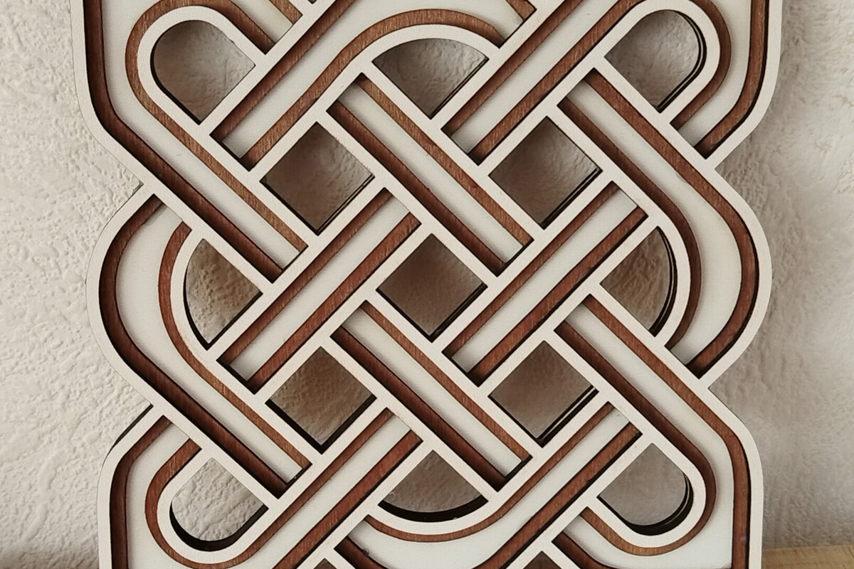 Σετ των 3 Intra απο ξύλο plywood 3mm-4mm πάχος Κελτικό τετράγωνο στολίδι Δίασταση 8x8 cm INTRAFABR-113046043