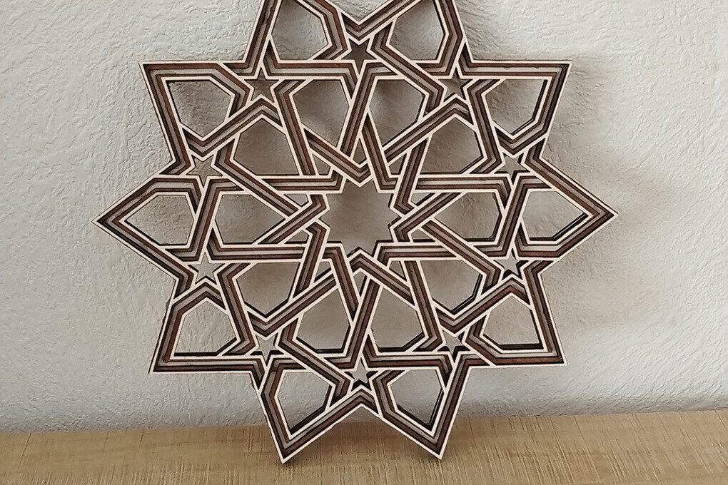 Σετ των 3 Intra απο ξύλο plywood 3mm-4mm πάχος Στολίδι Celtic Star Δίασταση 8x8 cm INTRAFABR-113432473