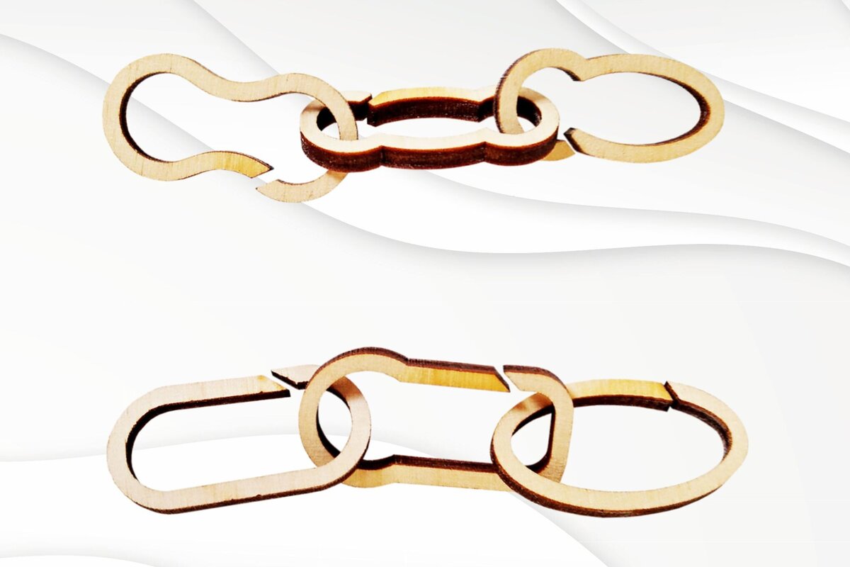 Σετ των 2 Intra απο ξύλο plywood 3mm-4mm πάχος Chain Design 6 Options, Design Δίασταση 15x15 cm INTRAFABR-123515475