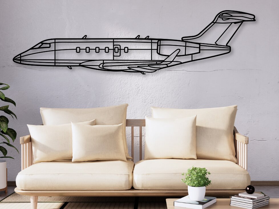 Σετ των 2 Intra απο ξύλο plywood 3mm-4mm πάχος Challenger 350 Aircraft  Silhouette Δίασταση 15x15 cm INTRAFABR-110752697