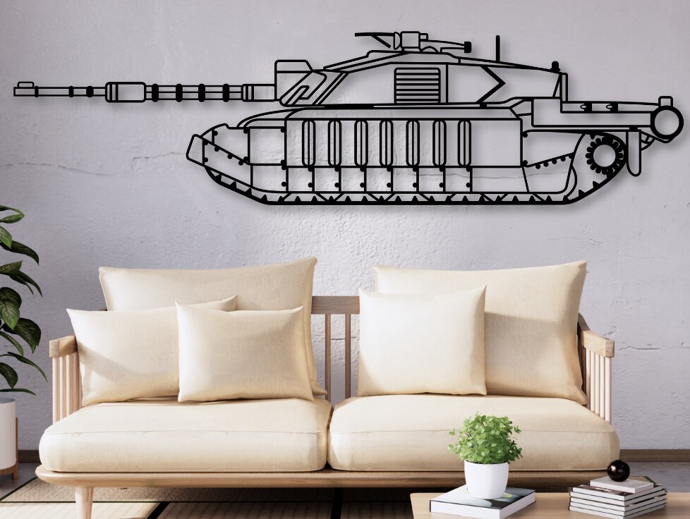 Σετ των 2 Intra απο ξύλο plywood 3mm-4mm πάχος Challenger II Tank Silhouette Δίασταση 15x15 cm INTRAFABR-110838033