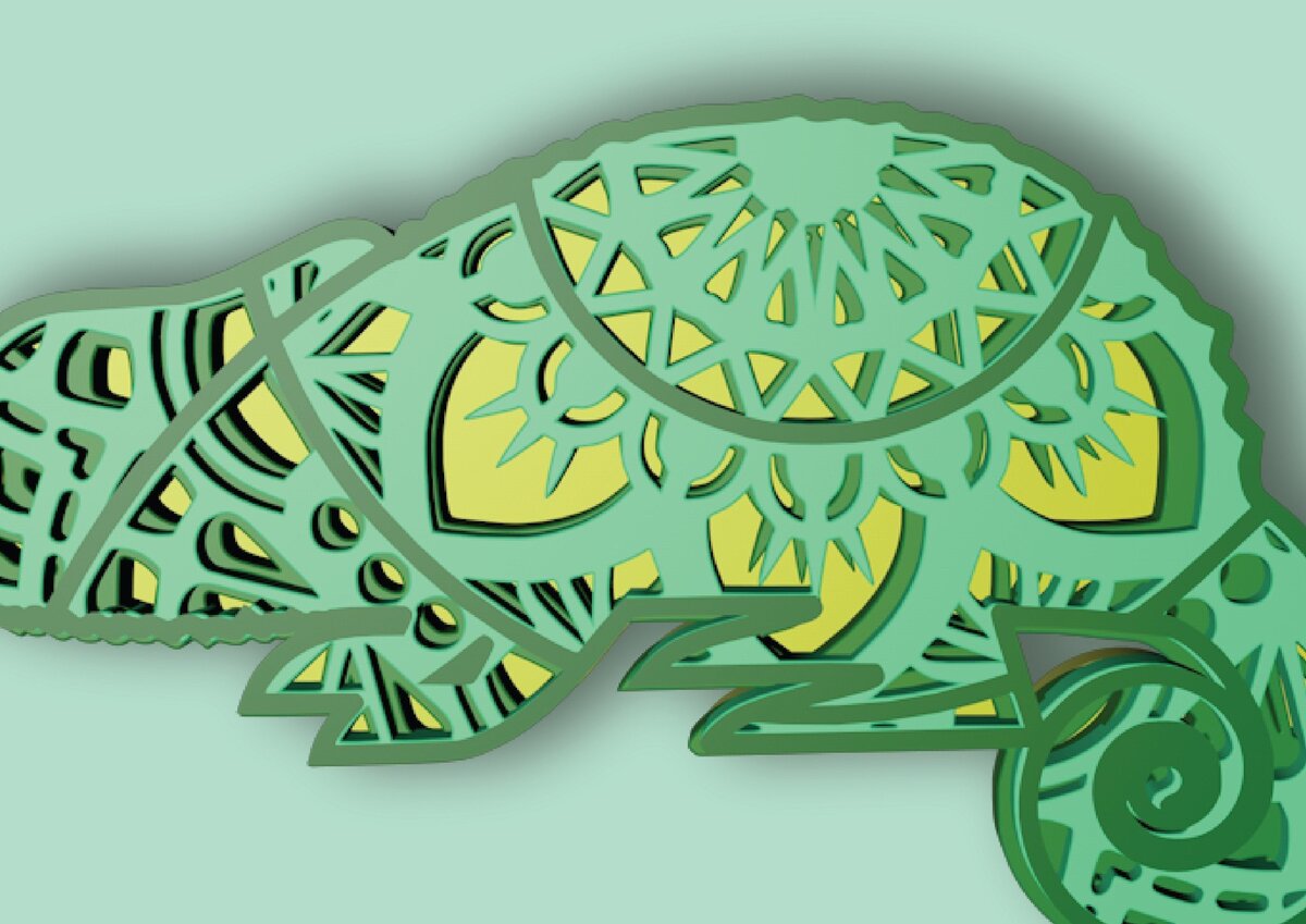 Intra απο ξύλο plywood 3mm-4mm πάχος Chameleon Mandala, 4 Layers Δίασταση 30x30 cm INTRAFABR-30930969