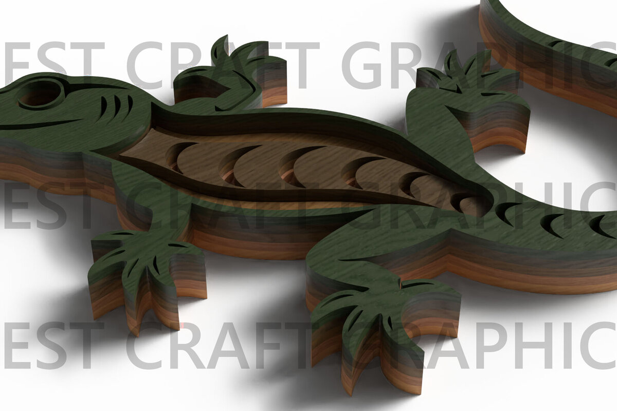 Σετ των 3 Intra απο ξύλο plywood 3mm-4mm πάχος Chameleon , Lizard Layered , Repti Δίασταση 25x25 cm INTRAFABR-121762137