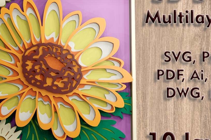 Σετ των 3 Intra απο ξύλο plywood 3mm-4mm πάχος Πολυστρωματικό κοπής Chamomile 3D Δίασταση 9x9 cm INTRAFABR-114261704