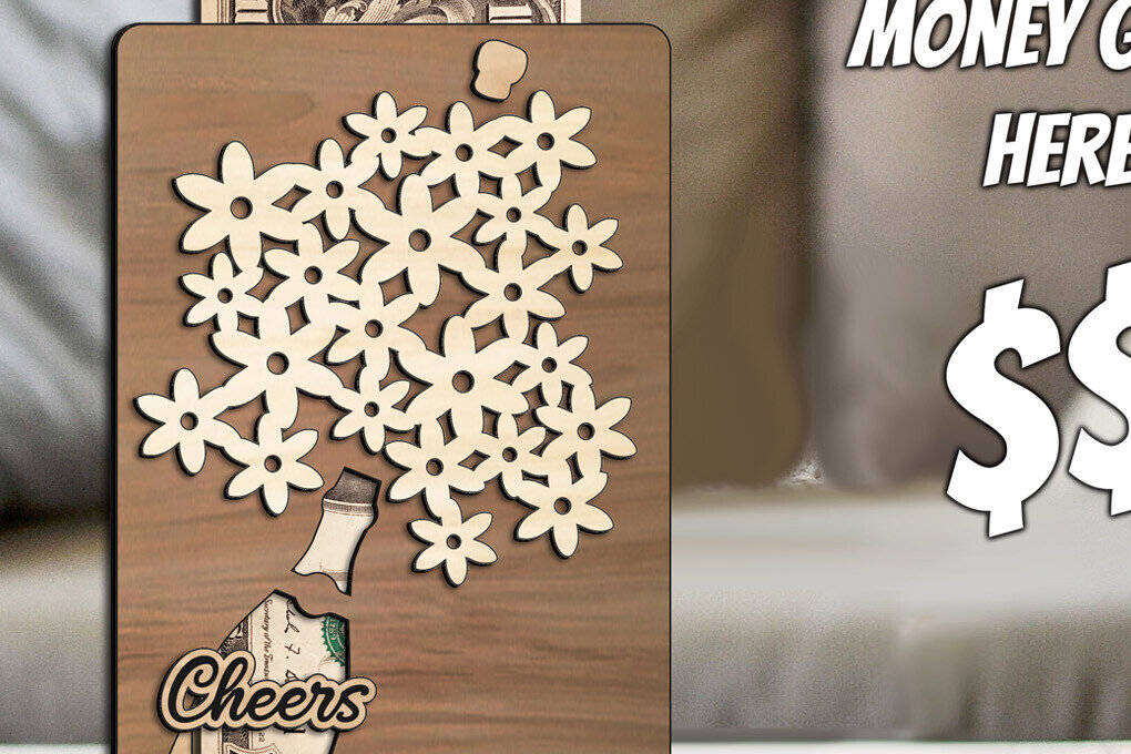 Σετ των 2 Intra απο ξύλο plywood 3mm-4mm πάχος Τραπεζογραμμάτιο θήκης χρημάτων μπουκαλιών σαμπάνιας Δίασταση 15x15 cm INTRAFABR-103464822