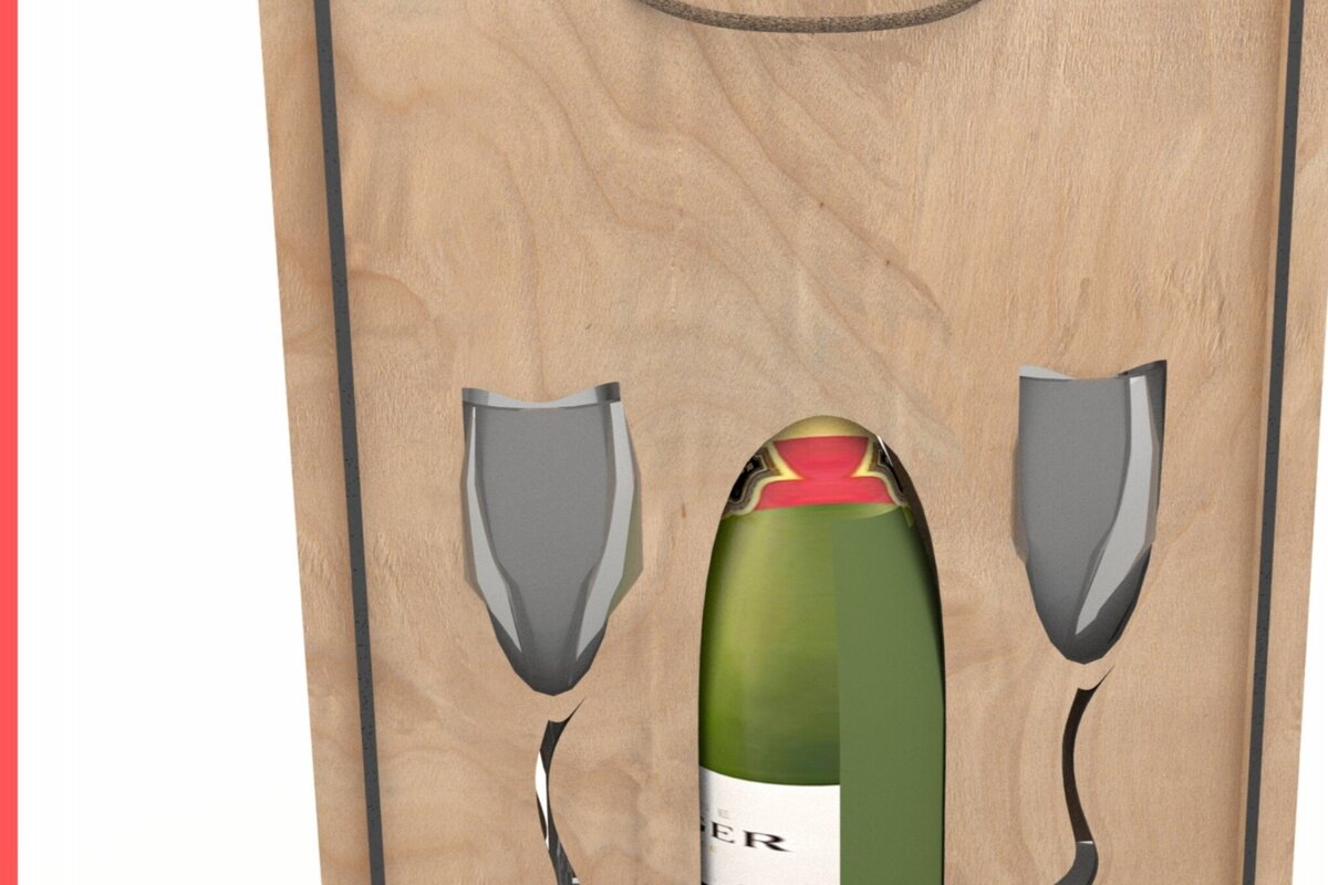 Intra απο ξύλο plywood 3mm-4mm πάχος Κουτί δώρου σαμπάνιας | Τσάντα δώρου για κρασί Δίασταση 15x15 cm INTRAFABR-113818353