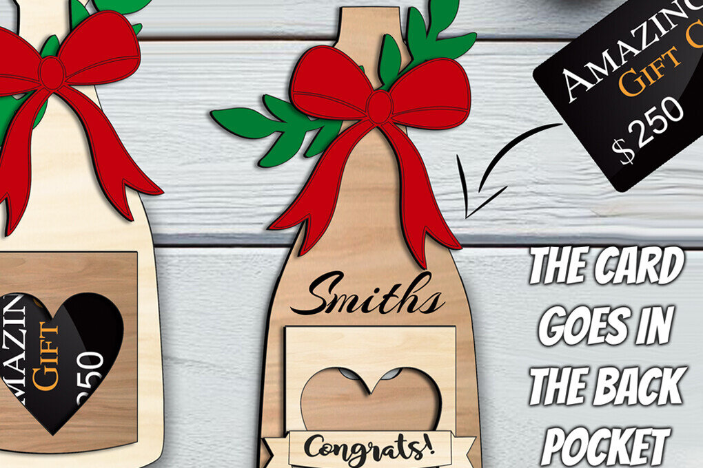 Σετ των 2 Intra απο ξύλο plywood 3mm-4mm πάχος Χρήματα δωροκάρτας για μπουκάλι γάμου σαμπάνιας Δίασταση 15x15 cm INTRAFABR-103464926