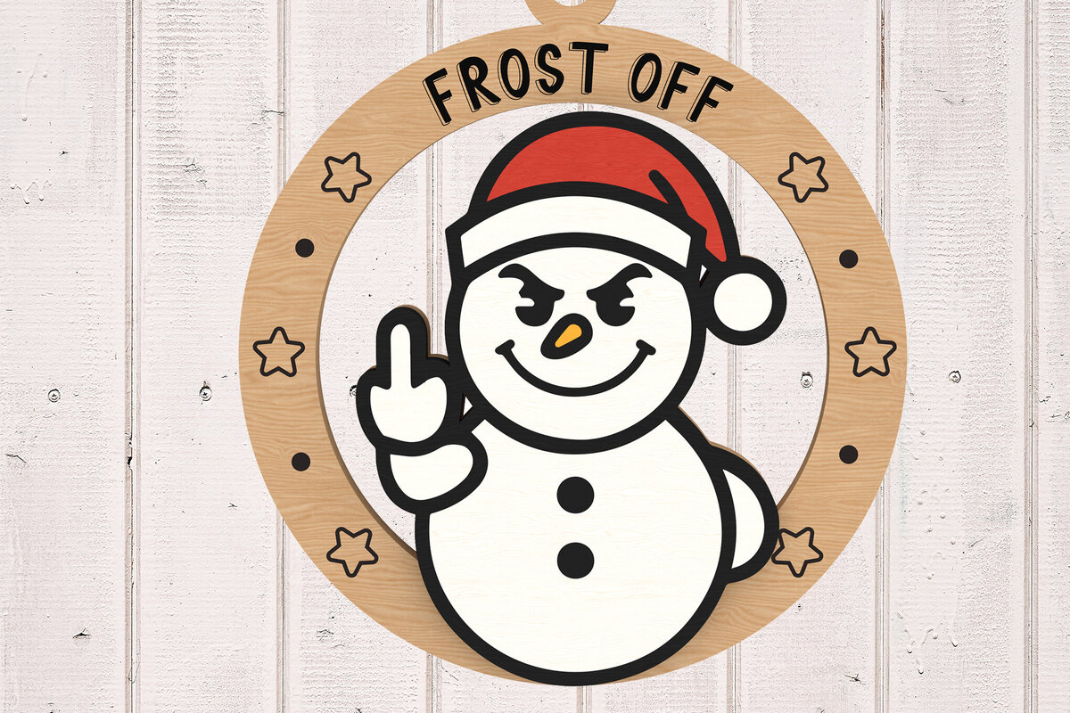 Intra απο ξύλο plywood 3mm-4mm πάχος Αυθάδης Χιονάνθρωπος Middle Finger Δίασταση 30x20 cm INTRAFABR-109665358