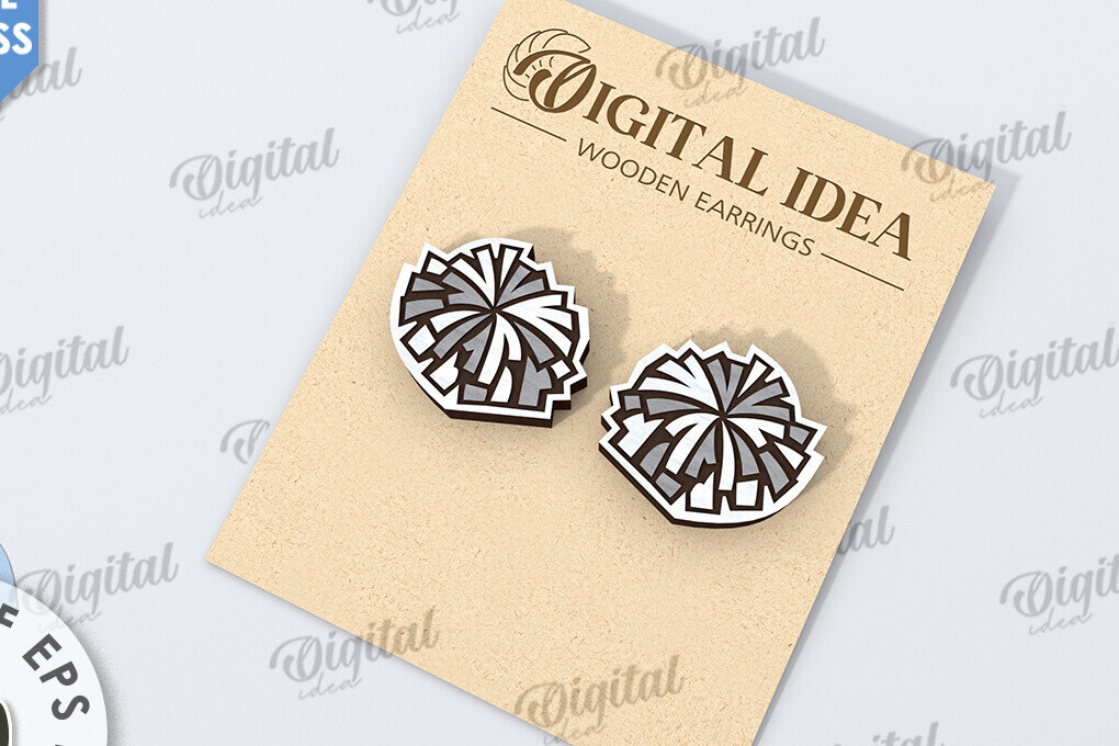 Σετ των 3 Intra απο ξύλο plywood 3mm-4mm πάχος Μαζορέτα σκουλαρίκια με λέιζερ Δίασταση 3x3 cm INTRAFABR-116491929