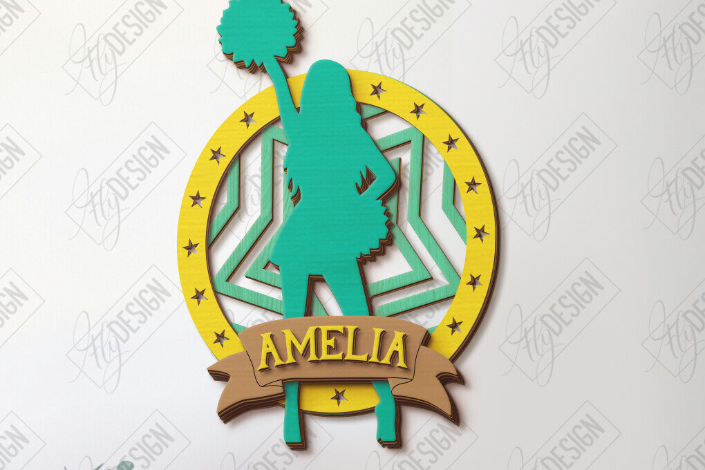 Intra απο ξύλο plywood 3mm-4mm πάχος Μαζορέτα σημάδι | Cheer Team Δίασταση 30x20 cm INTRAFABR-123092171