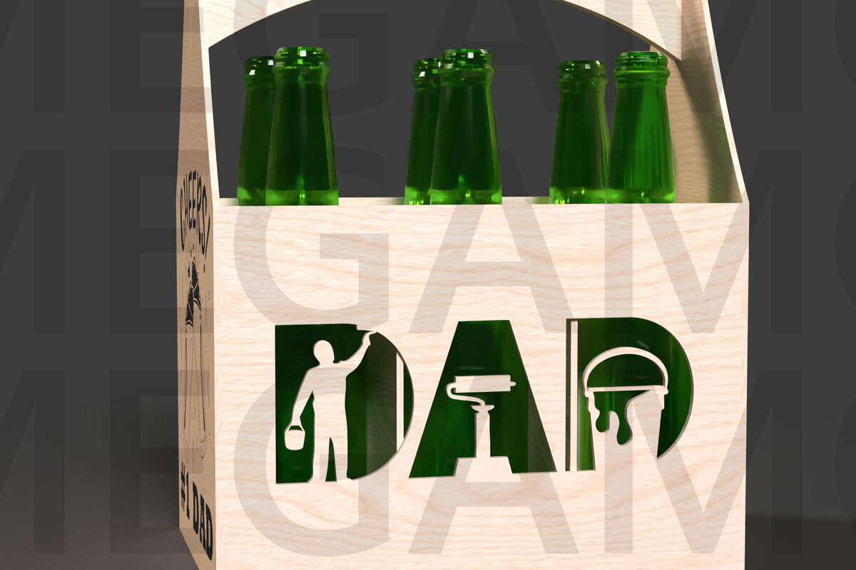 Σετ των 2 Intra απο ξύλο plywood 3mm-4mm πάχος Cheers #1 Dad Beer Tote Δίασταση 15x15 cm INTRAFABR-122114044