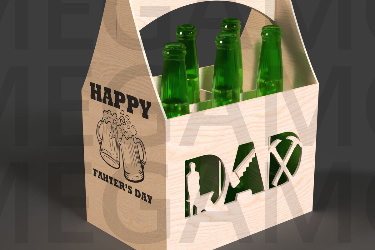 Σετ των 2 Intra απο ξύλο plywood 3mm-4mm πάχος Cheers Dad Beer Box File Cut  Δίασταση 15x15 cm INTRAFABR-122114077