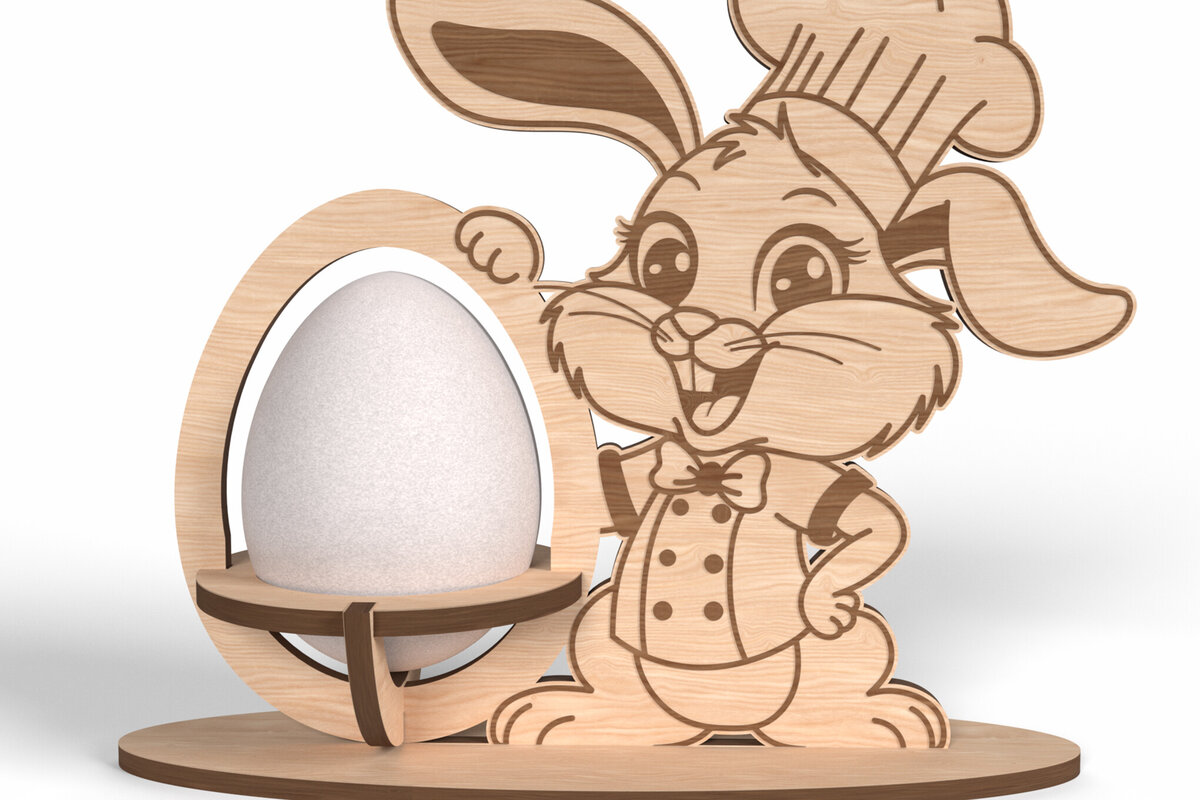 Σετ των 3 Intra απο ξύλο plywood 3mm-4mm πάχος Σεφ Μπάνι Πασχαλινή Αυγοθήκη Δίασταση 3x3 cm INTRAFABR-116998598