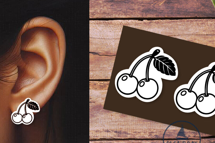 Σετ των 3 Intra απο ξύλο plywood 3mm-4mm πάχος Σκουλαρίκια Cherry | Καλοκαιρινή Δίασταση 3x3 cm INTRAFABR-120359431