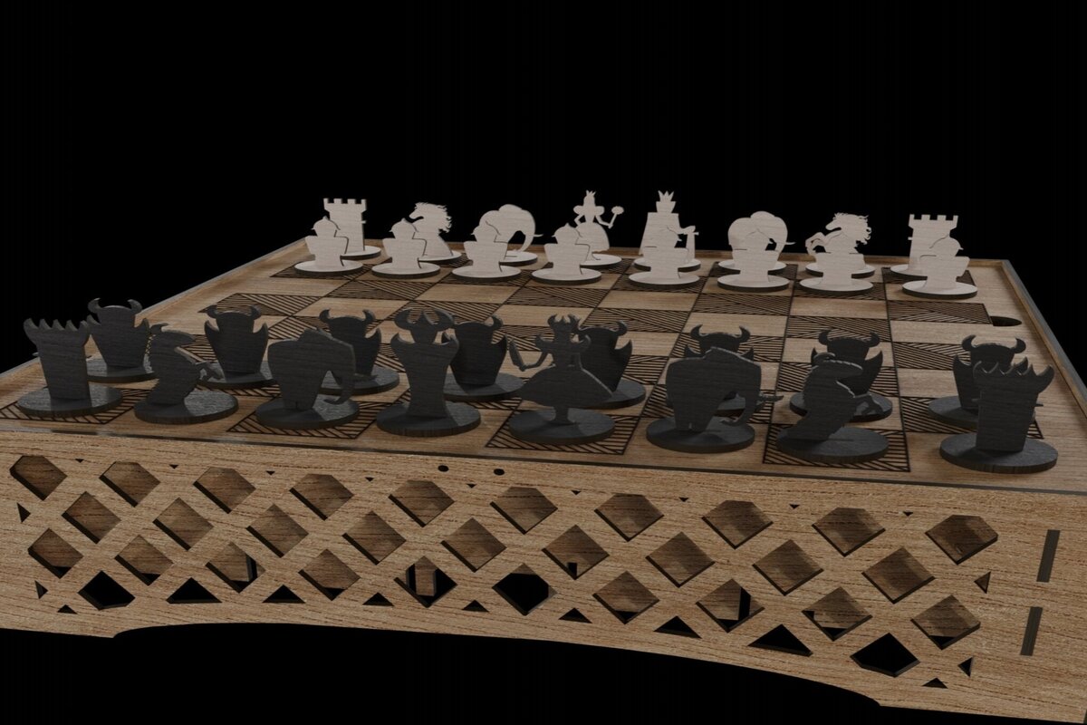 Σετ των 3 Intra απο ξύλο plywood 3mm-4mm πάχος Τέχνη σκακιέρας για διακόσμηση σπιτιού Δίασταση 3x3 cm INTRAFABR-113818560