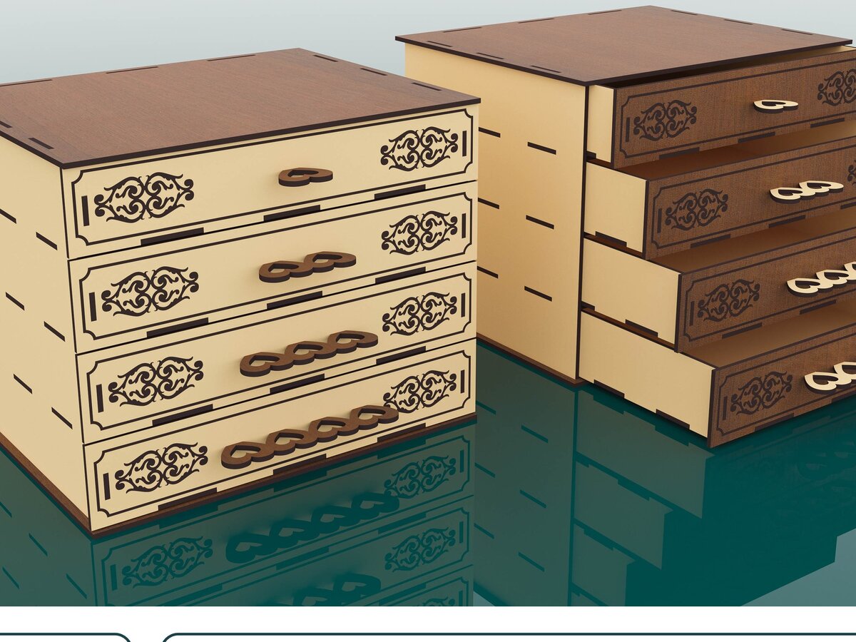 Σετ των 2 Intra απο ξύλο plywood 3mm-4mm πάχος Κουτί συρταριέρα με λέιζερ Δίασταση 15x15 cm INTRAFABR-68002218