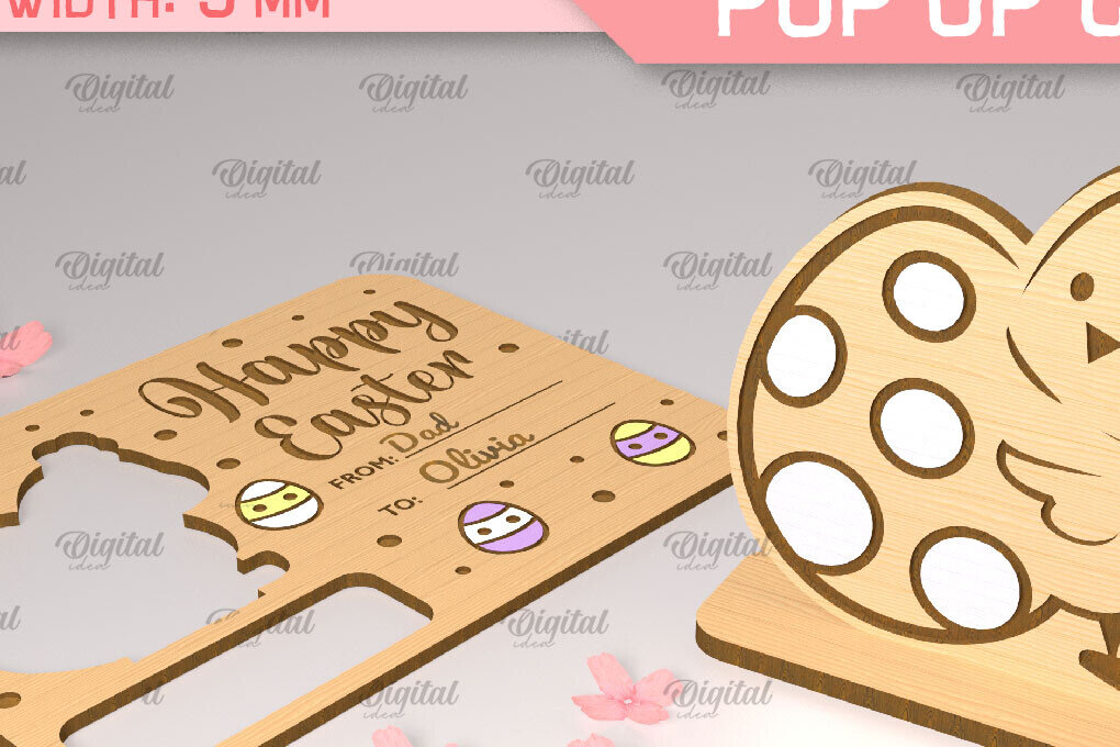 Σετ των 2 Intra απο ξύλο plywood 3mm-4mm πάχος Chick Πασχαλινή αναδυόμενη κάρτα με λέιζερ Δίασταση 15x15 cm INTRAFABR-90349581