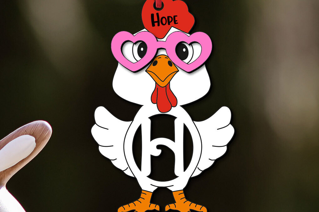 Σετ των 3 Intra απο ξύλο plywood 3mm-4mm πάχος Chicken Letter H Πασχαλινό Καλάθι Όνομα Δίασταση 8x8 cm INTRAFABR-113938740