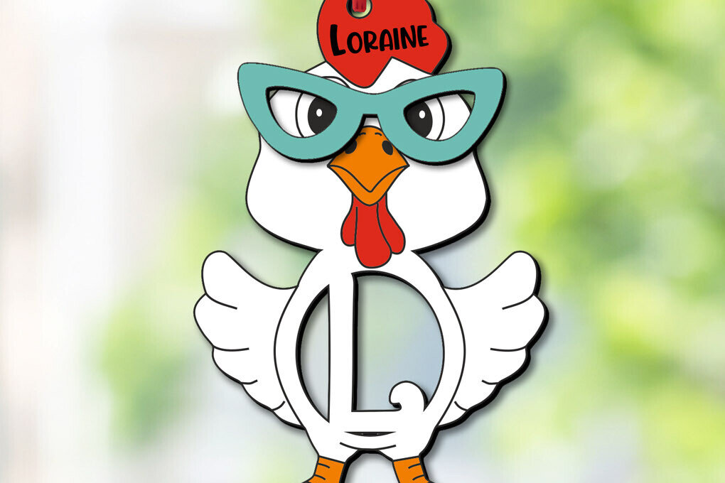 Σετ των 3 Intra απο ξύλο plywood 3mm-4mm πάχος Chicken Letter L Πασχαλινό Όνομα καλαθιού Δίασταση 8x8 cm INTRAFABR-113946088