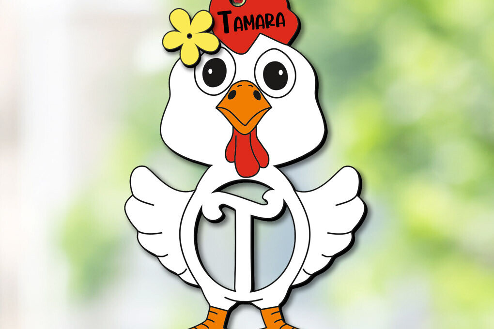 Σετ των 3 Intra απο ξύλο plywood 3mm-4mm πάχος Chicken Letter T Πασχαλινό Όνομα καλαθιού Δίασταση 8x8 cm INTRAFABR-113998026