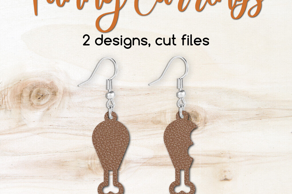 Σετ των 3 Intra απο ξύλο plywood 3mm-4mm πάχος Σκουλαρίκια με μπούτια κοτόπουλου ή γαλοπούλας Δίασταση 3x3 cm INTRAFABR-118980754