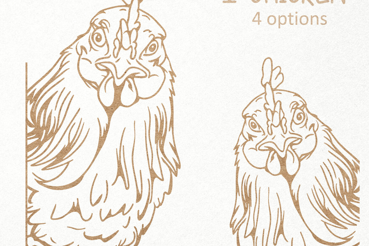 Σετ των 3 Intra απο ξύλο plywood 3mm-4mm πάχος Chicken Peeking , Funny Rooster Δίασταση 7x7 cm INTRAFABR-100388328