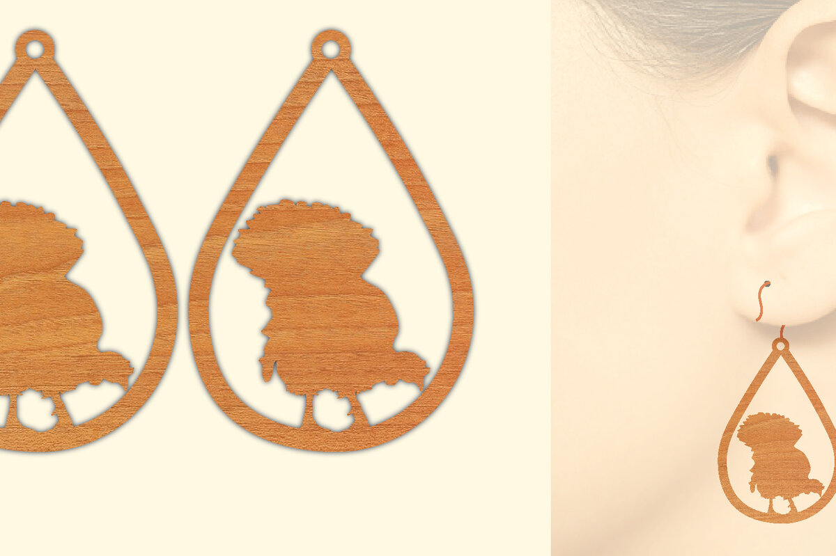 Σετ των 3 Intra απο ξύλο plywood 3mm-4mm πάχος Ξύλινα σκουλαρίκια κότας με λέιζερ Δίασταση 3x3 cm INTRAFABR-66456299