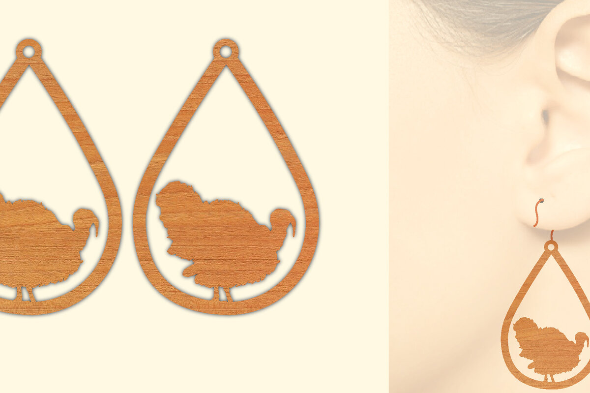 Σετ των 3 Intra απο ξύλο plywood 3mm-4mm πάχος Ξύλινα σκουλαρίκια κότας με λέιζερ Δίασταση 3x3 cm INTRAFABR-66456357