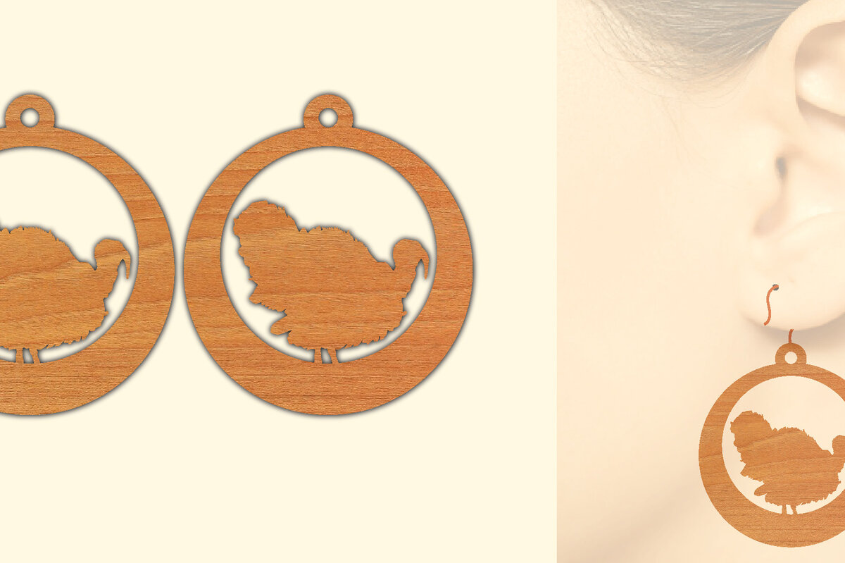 Σετ των 3 Intra απο ξύλο plywood 3mm-4mm πάχος Ξύλινα σκουλαρίκια κότας με λέιζερ Δίασταση 3x3 cm INTRAFABR-66456508