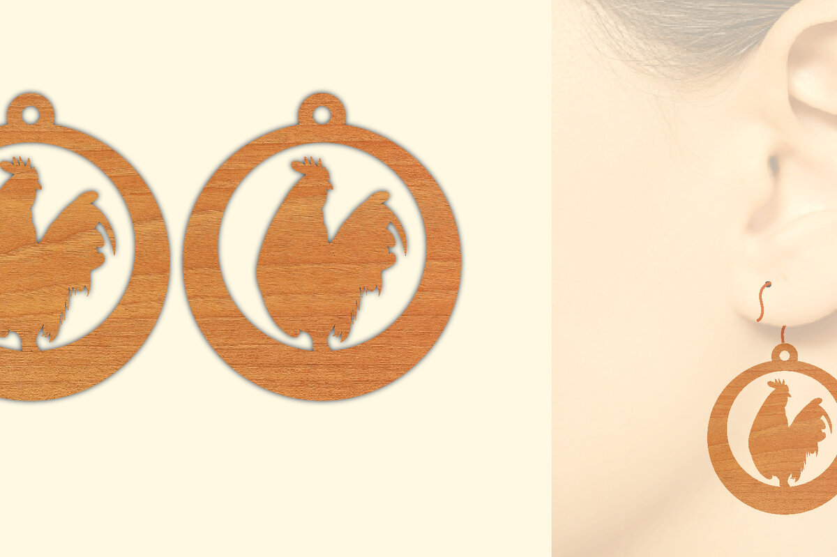 Σετ των 3 Intra απο ξύλο plywood 3mm-4mm πάχος Ξύλινα σκουλαρίκια κότας με λέιζερ Δίασταση 3x3 cm INTRAFABR-66455759