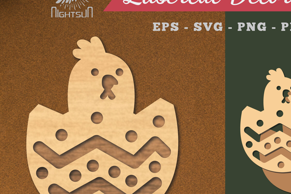 Σετ των 2 Intra απο ξύλο plywood 3mm-4mm πάχος Νεοσσοί σε Διακόσμηση κοπής με λέιζερ αυγών 2 Δίασταση 15x15 cm INTRAFABR-119432442