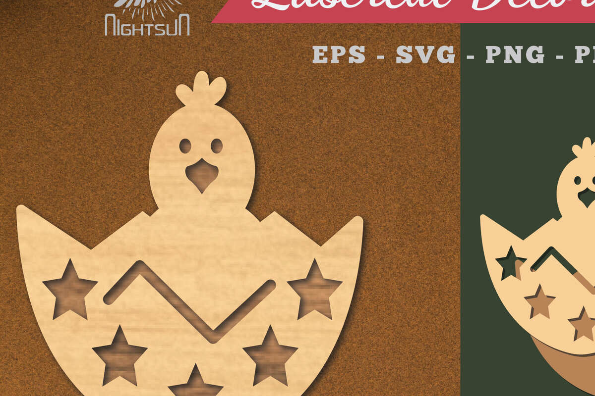 Σετ των 2 Intra απο ξύλο plywood 3mm-4mm πάχος Νεοσσοί σε Διακόσμηση κοπής με λέιζερ αυγών 3 Δίασταση 15x15 cm INTRAFABR-119432524