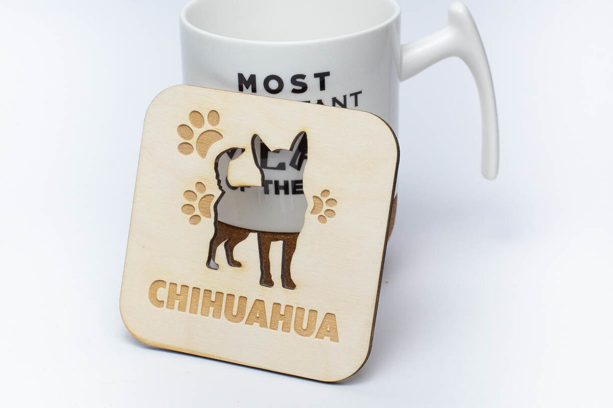 Σετ των 2 Intra απο ξύλο plywood 3mm-4mm πάχος Σουβέρ Chihuahua Δίασταση 15x15 cm INTRAFABR-67776301