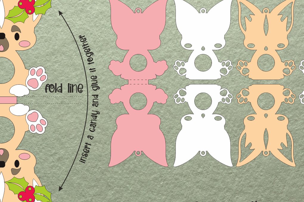 Σετ των 3 Intra απο ξύλο plywood 3mm-4mm πάχος Σκύλος Τσιουάουα| Πρότυπο θήκης καραμελών Δίασταση 8x8 cm INTRAFABR-106986700