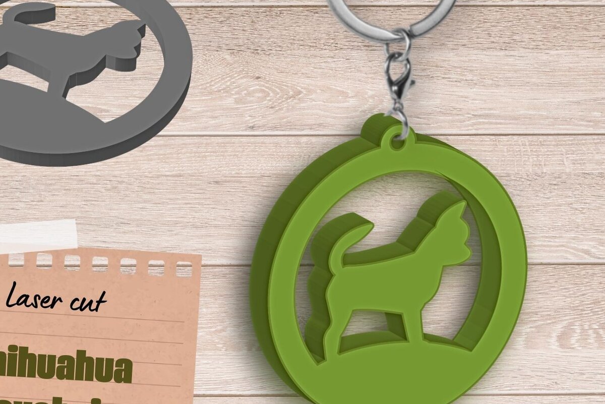 Σετ των 3 Intra απο ξύλο plywood 3mm-4mm πάχος Chihuahua Keychain , Δώρο Dog Lovers Δίασταση 6x6 cm INTRAFABR-90208584
