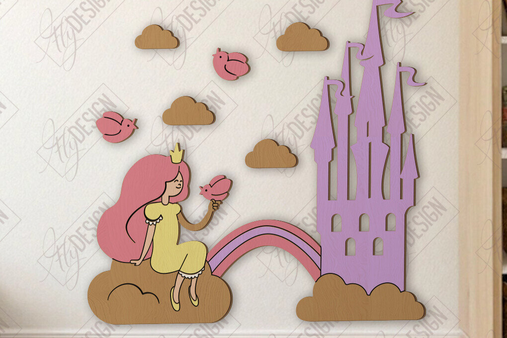 Σετ των 2 Intra απο ξύλο plywood 3mm-4mm πάχος Παιδικό δωμάτιο Διακόσμηση τοίχου με λέιζερ | CNC Δίασταση 15x15 cm INTRAFABR-123044142