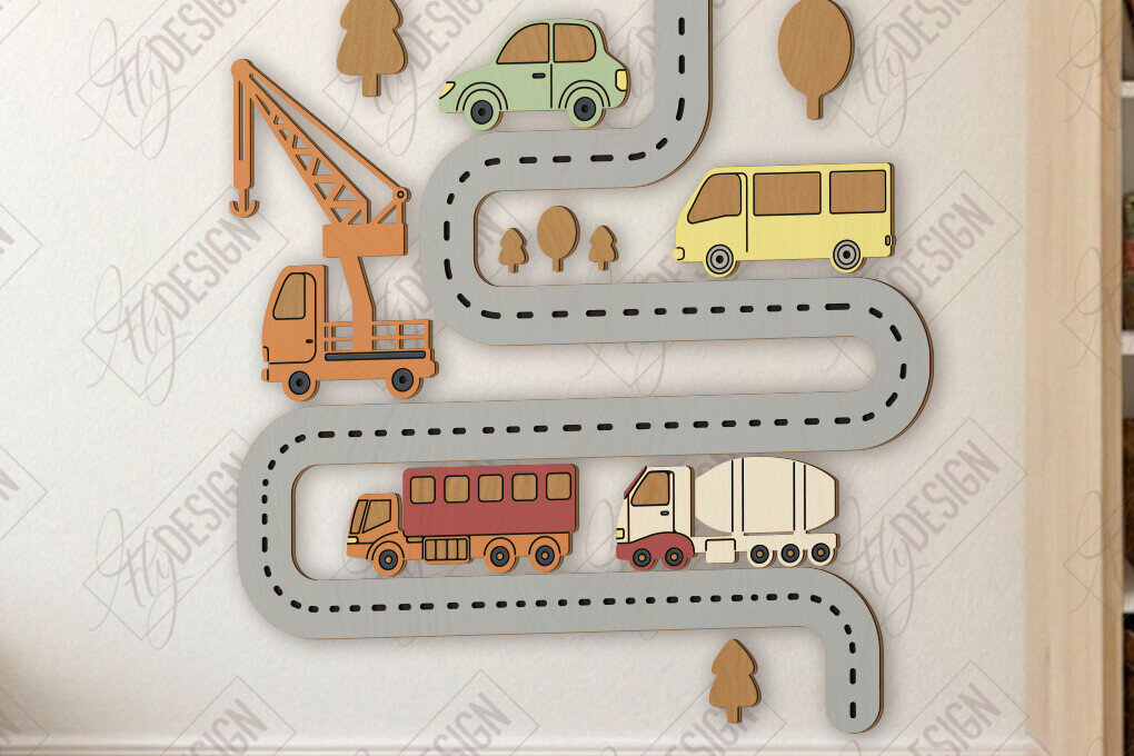 Σετ των 2 Intra απο ξύλο plywood 3mm-4mm πάχος Παιδικό δωμάτιο Διακόσμηση τοίχου με λέιζερ | CNC Δίασταση 15x15 cm INTRAFABR-123134968