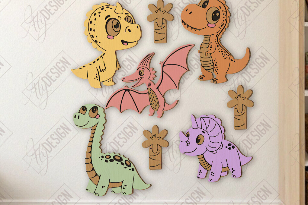 Σετ των 3 Intra απο ξύλο plywood 3mm-4mm πάχος Παιδικό δωμάτιο Διακόσμηση τοίχου με λέιζερ | CNC Δίασταση 15x15 cm INTRAFABR-123134976