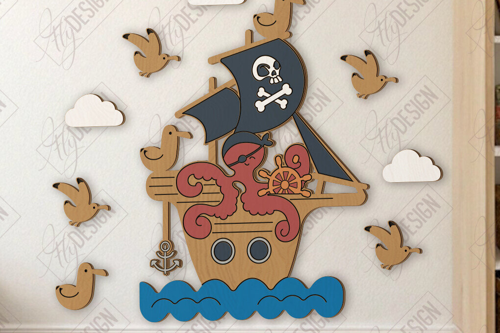 Σετ των 2 Intra απο ξύλο plywood 3mm-4mm πάχος Παιδικό δωμάτιο Διακόσμηση τοίχου με λέιζερ | CNC Δίασταση 15x15 cm INTRAFABR-123044107