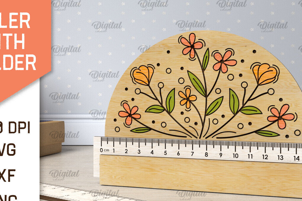 Intra απο ξύλο plywood 3mm-4mm πάχος Σχέδιο κοπής με λέιζερ Παιδικός Σχολικός Χάρακας Δίασταση 30x20 cm INTRAFABR-107623579